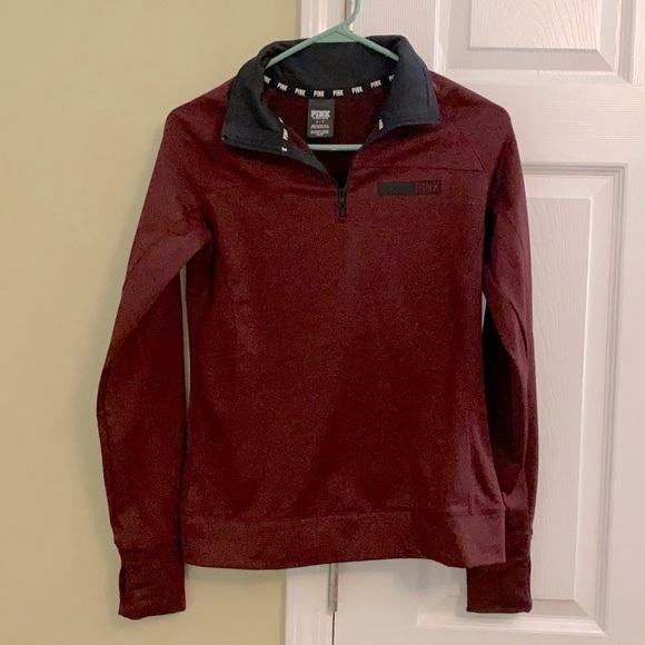 PINK Victoria's Secret Tops - VS PINK Quarter-Zip Long Sleeve Sweatshirt